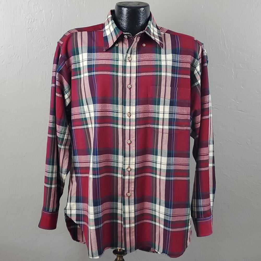 Vintage Pendleton Wool Buttons Down Check Long Sl… - image 1